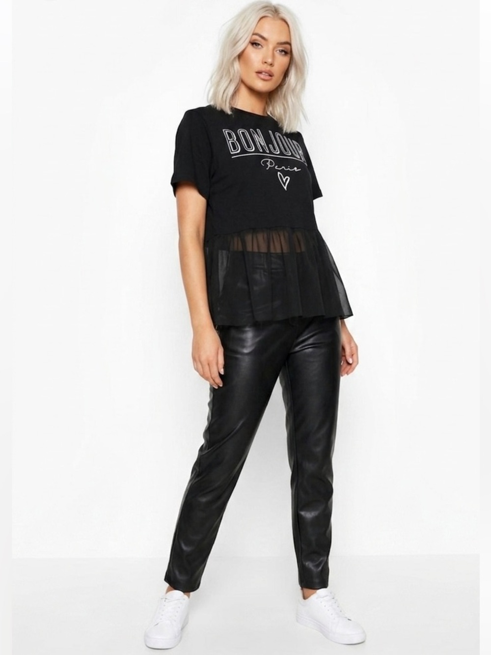 New “Boohoo” Black T-Shirt With Mess Bottom